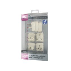 DLH International Plug Kit adaptateur prise d'alimentation Universel Blanc