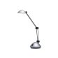 Lampe à LED Space Argent satiné métal et ABS - Bras 17 et 26 cm, Tête D9,5 cm Socle D13 cm