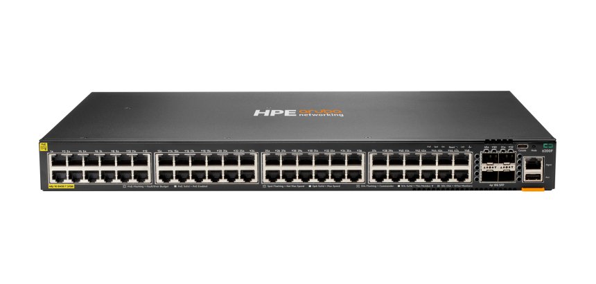 HPE Aruba Networking CX 6200F 48G Class-4 PoE 4SFP+ 370W Switch