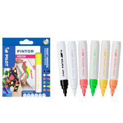 Marqueur peinture pilot pintor encre couvrante tous supports pointe moyenne coloris neon assortis pochette 6 unités