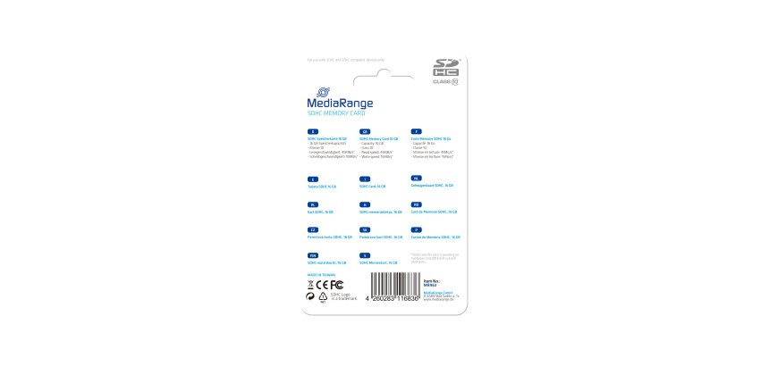 MediaRange MR963 16GB SDHC Class 10 flash memory