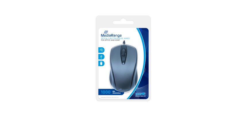 MediaRange MROS201 Office Mouse Ambidextrous USB Type-A Optical 1000 DPI