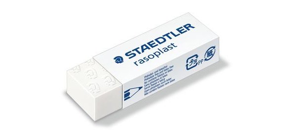 Gomma Rasoplast - 63 x 13 x 23 mm - bianco per matita - Staedtler - box 20 pezzi