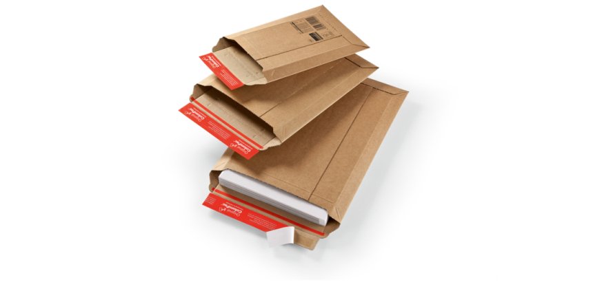 Pochette d'expédition rigide en carton brun - Format : 25 x 34 cm, hauteur 5 cm