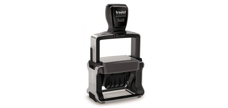Tampon dateur trodat ligne prodateur timbre 5460 monture seule 56x33mm 6 lignes maximum date 4mm coloris noir rouge bleu