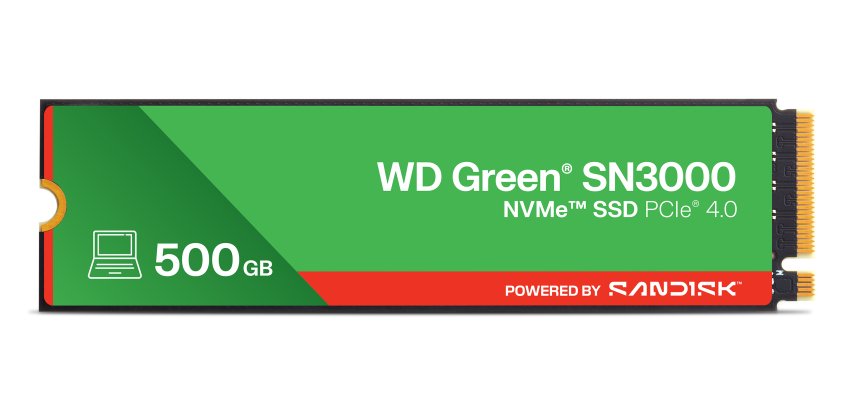 Western Digital Green WD SN3000 NVMe 500 Go M.2 PCI Express 4.0 QLC 3D NAND