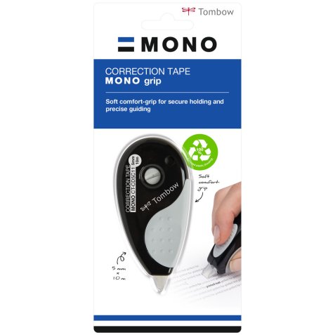 Correcteur tombow mono grip dévidoir ruban 5mmx10m application frontale réécriture immédiate