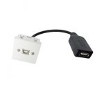 Neklan Plastron45x45USB B F/USB A F ampli-0,2m câble USB USB 2.0 USB B Noir, Blanc