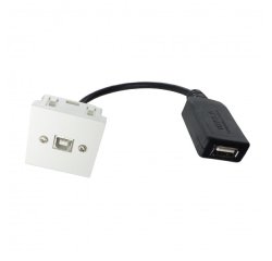 Neklan Plastron45x45USB B F/USB A F ampli-0,2m câble USB USB 2.0 USB B Noir, Blanc