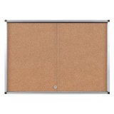 Vitrine q-connect cadre aluminium fond liège portes coulissantes méthacrylate serrure fixation mur 9f a4 100x80x6cm