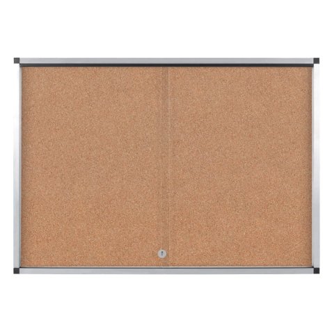 Vitrine q-connect cadre aluminium fond liège portes coulissantes méthacrylate serrure fixation mur 9f a4 100x80x6cm