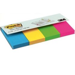 Marque-pages papier Post-It 20 x 38 mm  - Distributeur de  200, coloris assortis