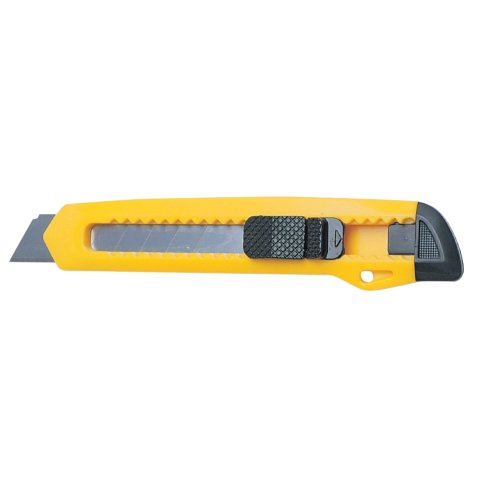 Cutter xd-11 q-connect lame retractable interchangeable acier 18mm precoupee frein securite col. aleatoire jaune/orange