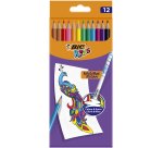 Crayon couleur bic evolution illusion resine de synthese   corps rond mine tres solide   effacable etui 12un