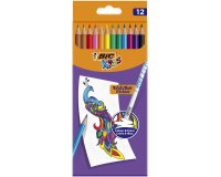 Crayon couleur bic evolution illusion resine de synthese   corps rond mine tres solide   effacable etui 12un