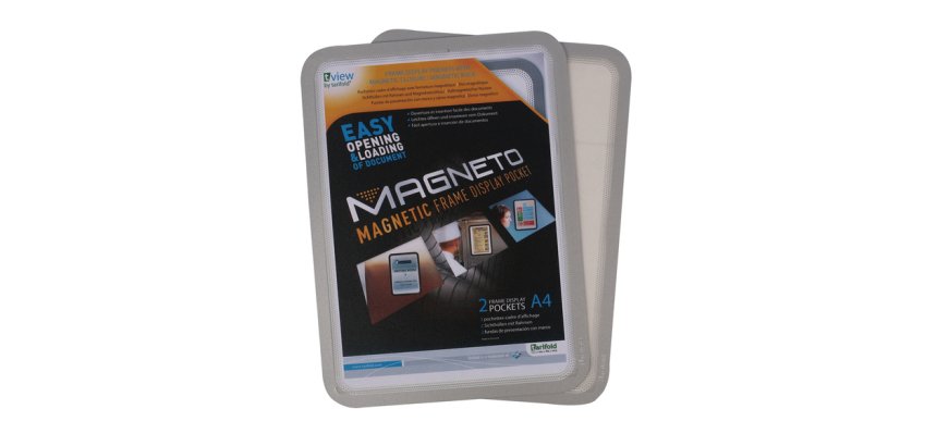 Pochette-cadre tarifold affichage magnetique magneto  a4 coloris gris sachet 2      unites
