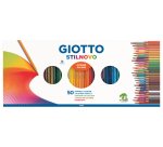 Giotto Astuccio 50 Pastelli A Matita Stilnovo - Contiene 44 Colori Classici, Oro, Argento, E 4 Fluo - Diametro Mina 3,8Mm
