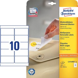 Avery White Multipurpose Labels, Removable