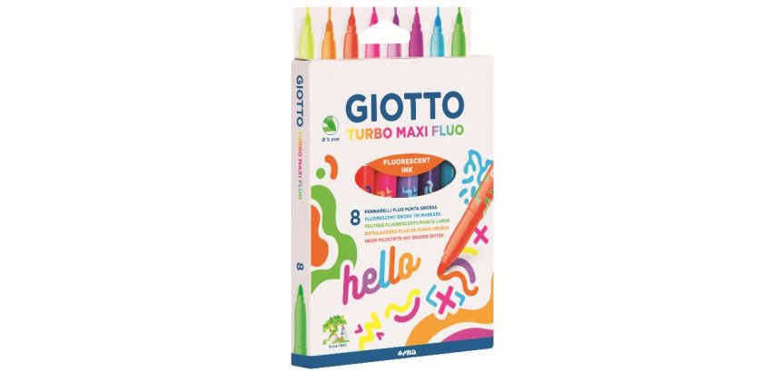 Pochette feutres turbo maxi giotto encre lavable 8 unites coloris fluos assortis