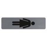 Plaque verticale adhésive imitation aluminium Dame 16,5X4,4 cm - Gris