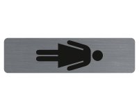 Plaque verticale adhésive imitation aluminium Dame 16,5X4,4 cm - Gris