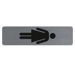 Plaque verticale adhésive imitation aluminium Dame 16,5X4,4 cm - Gris