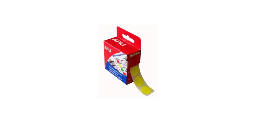Boîte distributrice de 150 pastilles adhésives de couleur - Ø 15mm - Jaune