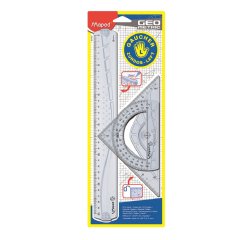 Kit de traçage géométrique maped spécial gauchers contenant règle équerre et rapporteur