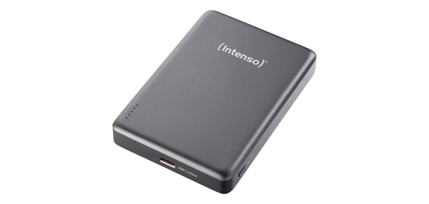 Intenso MW10000 Magnetic Power Bank 10000 mAh – MagSafe Compatible, 15W Wireless Charging, 20W USB-C PD, For iPhone & Android – Tested in Germany – Grey