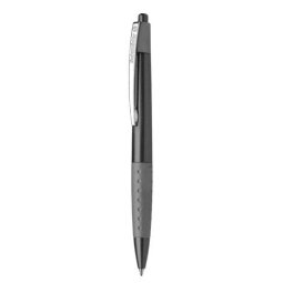 Stylo bille rétractable Loox avec grip caoutchouc et clip en métal. Encre Noire.