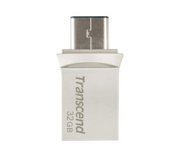 Transcend JetFlash 890 32GB lecteur USB flash 32 Go USB Type-A / USB Type-C 3.2 Gen 1 (3.1 Gen 1) Noir, Argent