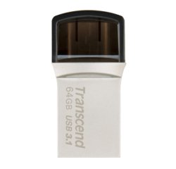 Transcend JetFlash 890 64GB unità flash USB USB Type-A / USB Type-C 3.2 Gen 1 (3.1 Gen 1) Nero, Argento