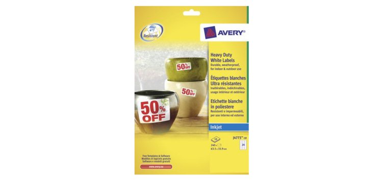 Avery J4773-10 self-adhesive label White 24 pc(s)