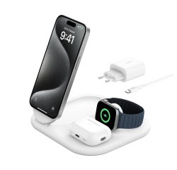 Belkin BoostCharge Casques, Smartphone, Smartwatch Blanc USB Recharge sans fil Charge rapide Intérieure
