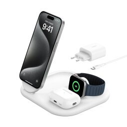 Belkin BoostCharge Écouteurs, Smartphone, Smartwatch Blanc USB Recharge sans fil Charge rapide Intérieure