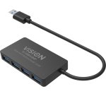 Vision TC-USBHUB4P hub & concentrateur USB 3.2 Gen 1 (3.1 Gen 1) Type-A 5 Mbit/s Noir