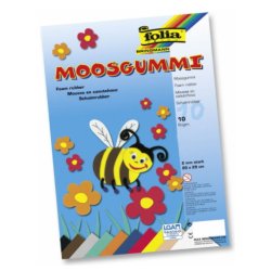 Mousse caoutchouc folia 200x290mm épaisseur 2mm coloris assortis paquet de 10 feuilles