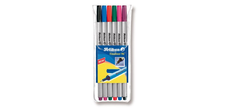 Stylo-feutre pelikan fineliner 96 trait 0,4mm      coloris assortis etui 6       unites