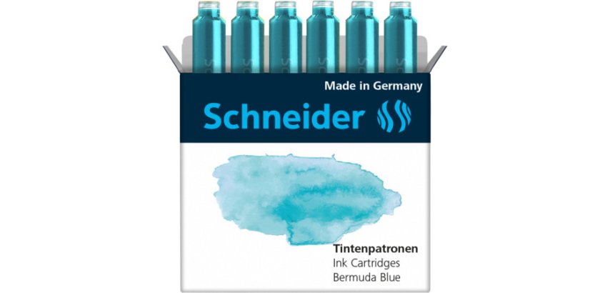 Cartouche encre schneider coloris bermuda blue pastel   boite 6 unites