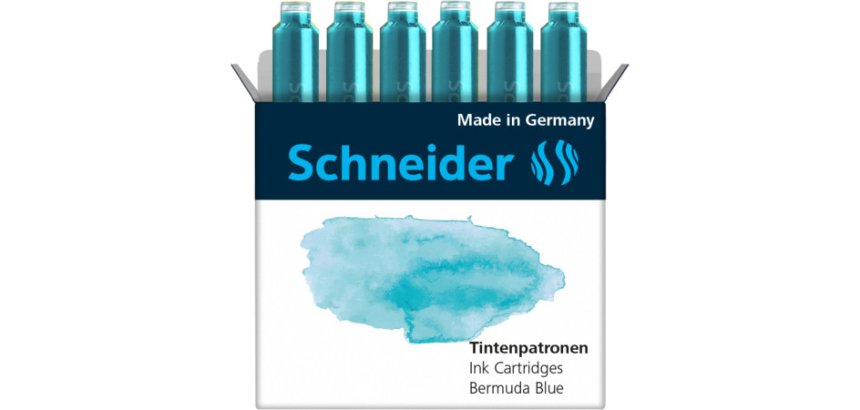 Cartouche encre schneider coloris bermuda blue pastel   boite 6 unites