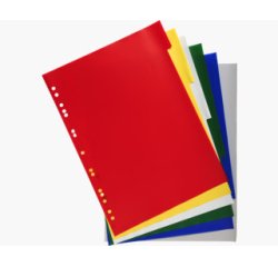 Intercalaires polypropylène souple 6 positions - A4 - Couleurs assorties