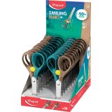 Ciseaux Security 13 cm Smiling Planet, composé à 50% de fibres de bois FSC, livré en présentoir