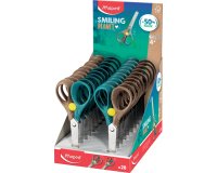 Ciseaux gauchers bouts ronds Maped Security Smiling Planet 13 cm - Pack de 7 en présentoir