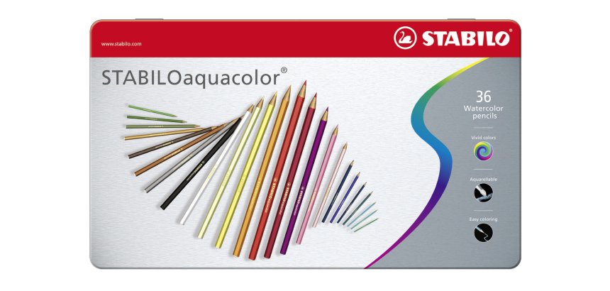 STABILO Matita colorata acquarellabile - STABILOaquacolor - Scatola in Metallo da 36 - Colori assortiti