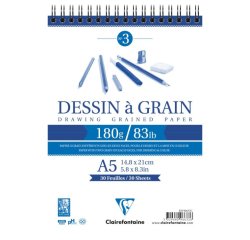 Dessin à Grain bloc spiralé 30F A5 180g