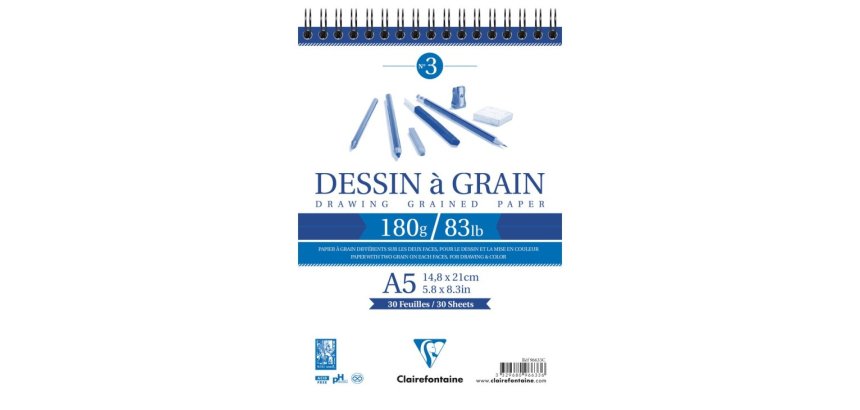 Dessin à Grain bloc spiralé 30F A5 180g
