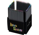 Crayon couleur faber-castell black edition bois noir       triangulaire ergonomique mine super soft boite 50 unites