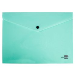 Pochette enveloppe liderpapel polypropylene 180 microns a4  97x210mm 50f fermeture bouton vert pomme opaque
