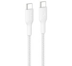 Chargeur et câble d'alimentation PC Belkin à gaine tressée USB-C vers USB-C 240W, longueur 1m, blanc