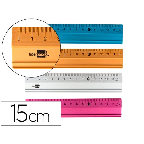Règle liderpapel 15cm gamme aluminium coloris assortis